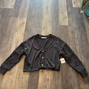 Altar'd State Charcoal Button-Up Cardigan